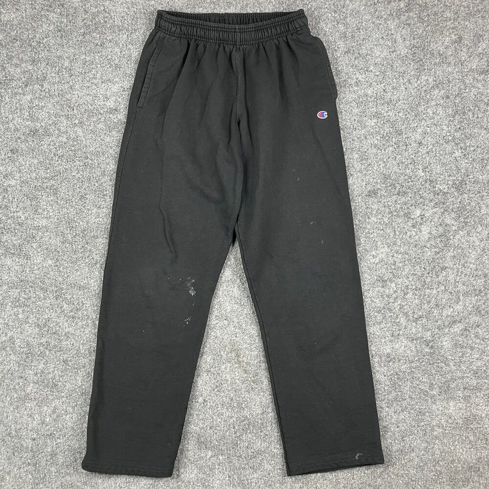 Champion Sweatpants Mens Large Black Elastic Waist Relaxed Fit Logo‎ Casual